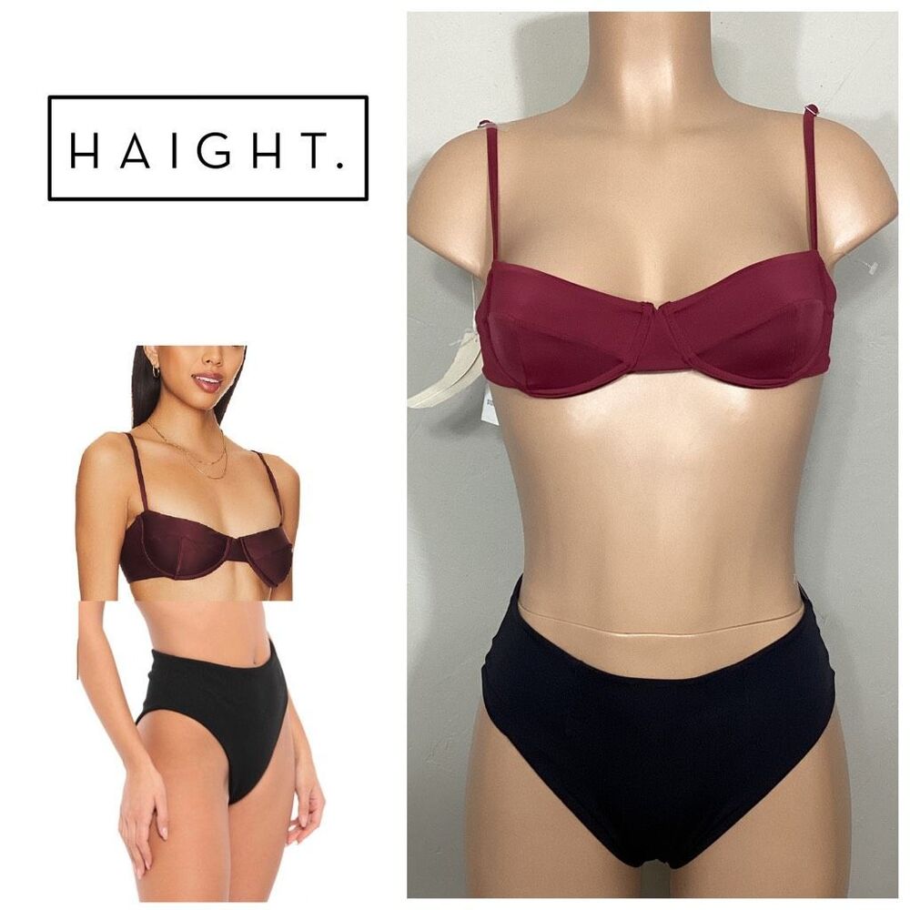 New. HAIGHT vintage burgundy and black bikini. Retails $259. M-top/L- bottom
